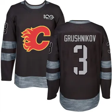 Black Men's Artem Grushnikov Authentic Calgary Flames 1917-2017 100th Anniversary Jersey