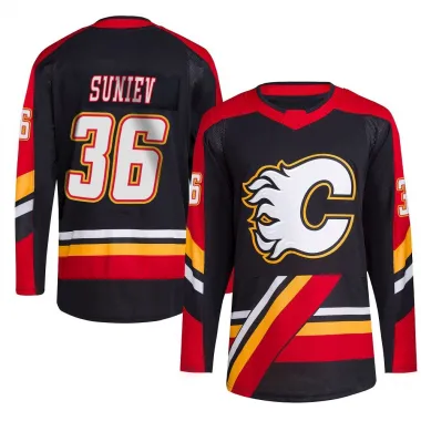 Black Men's Aydar Suniev Authentic Calgary Flames Reverse Retro 2.0 Jersey