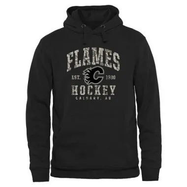 Black Men's Calgary Flames Camo Stack Pullover Hoodie