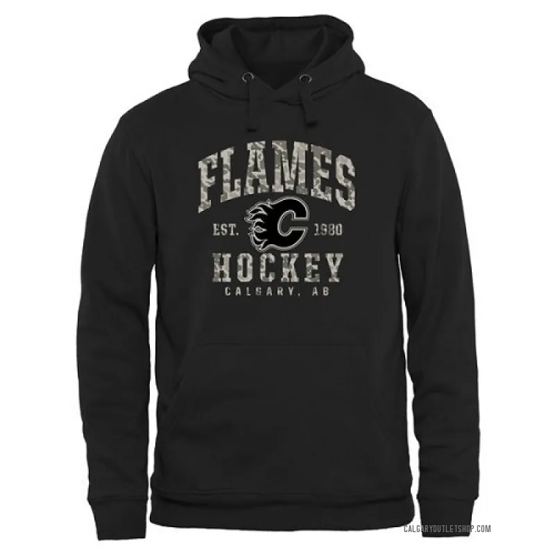 Black Men's Calgary Flames Camo Stack Pullover Hoodie