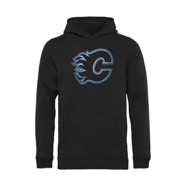 Black Men's Calgary Flames Pond Hockey Pullover Hoodie -