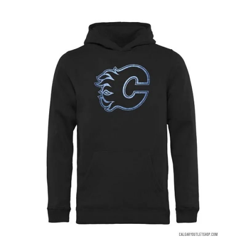 Black Men's Calgary Flames Pond Hockey Pullover Hoodie -