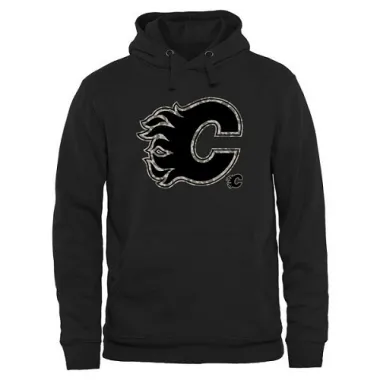 Black Men's Calgary Flames Rink Warrior Pullover Hoodie