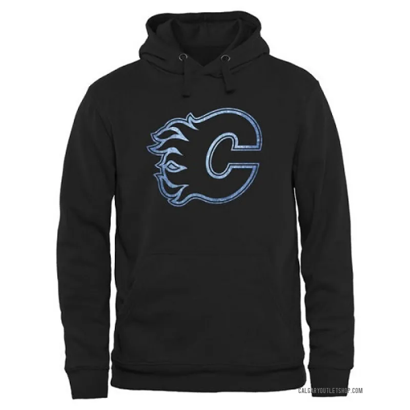 Black Men's Calgary Flames Rinkside Pond Hockey Pullover Hoodie -