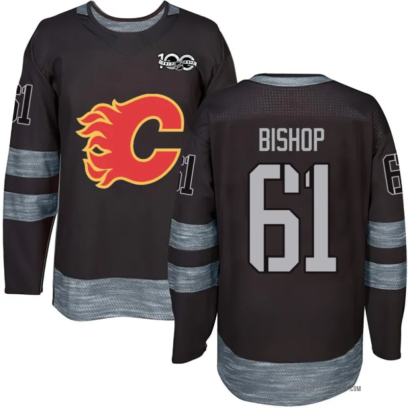 Black Men's Clark Bishop Authentic Calgary Flames 1917-2017 100th Anniversary Jersey