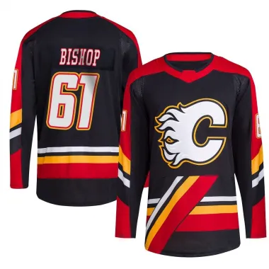 Black Men's Clark Bishop Authentic Calgary Flames Reverse Retro 2.0 Jersey