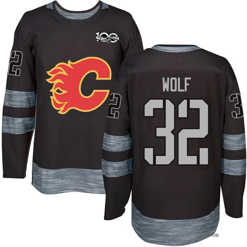 Black Men's Dustin Wolf Authentic Calgary Flames 1917-2017 100th Anniversary Jersey