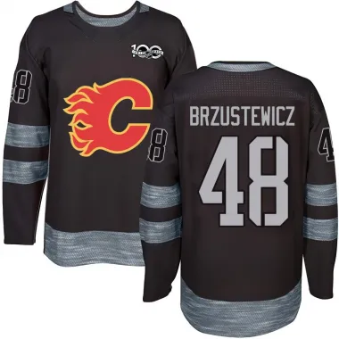Black Men's Hunter Brzustewicz Authentic Calgary Flames 1917-2017 100th Anniversary Jersey
