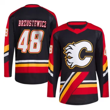 Black Men's Hunter Brzustewicz Authentic Calgary Flames Reverse Retro 2.0 Jersey