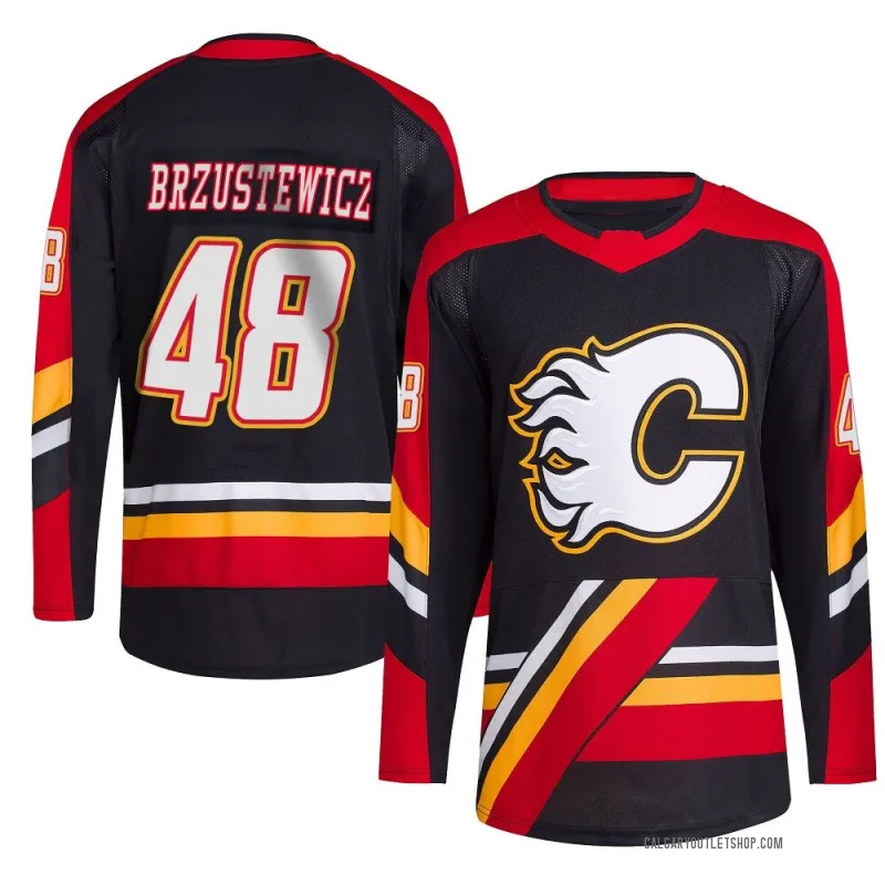Black Men's Hunter Brzustewicz Authentic Calgary Flames Reverse Retro 2.0 Jersey