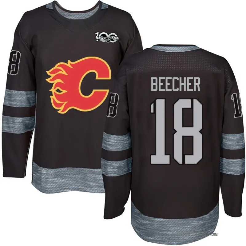Black Men's John Beecher Authentic Calgary Flames 1917-2017 100th Anniversary Jersey