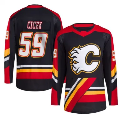 Black Men's Nick Cicek Authentic Calgary Flames Reverse Retro 2.0 Jersey