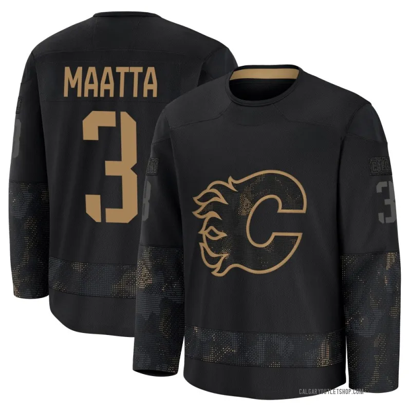 Black Men's Olli Maatta Premium Calgary Flames 2024 Military Appreciation Practice Jersey
