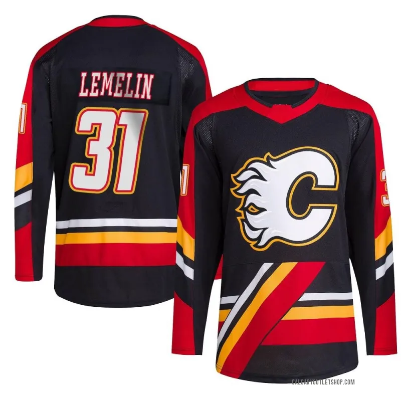 Black Men's Rejean Lemelin Authentic Calgary Flames Reverse Retro 2.0 Jersey