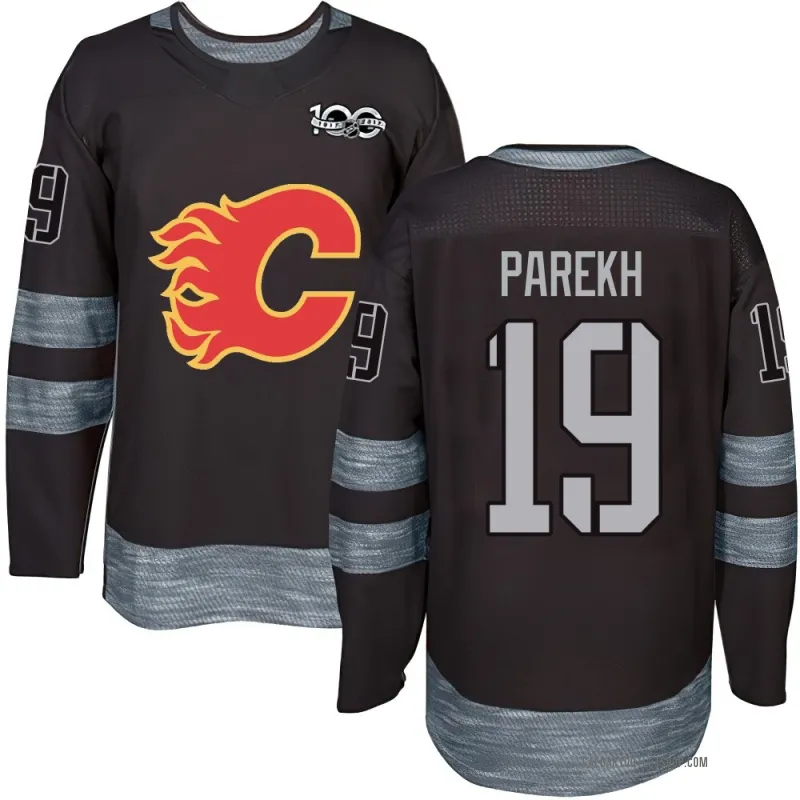 Black Men's Zayne Parekh Authentic Calgary Flames 1917-2017 100th Anniversary Jersey