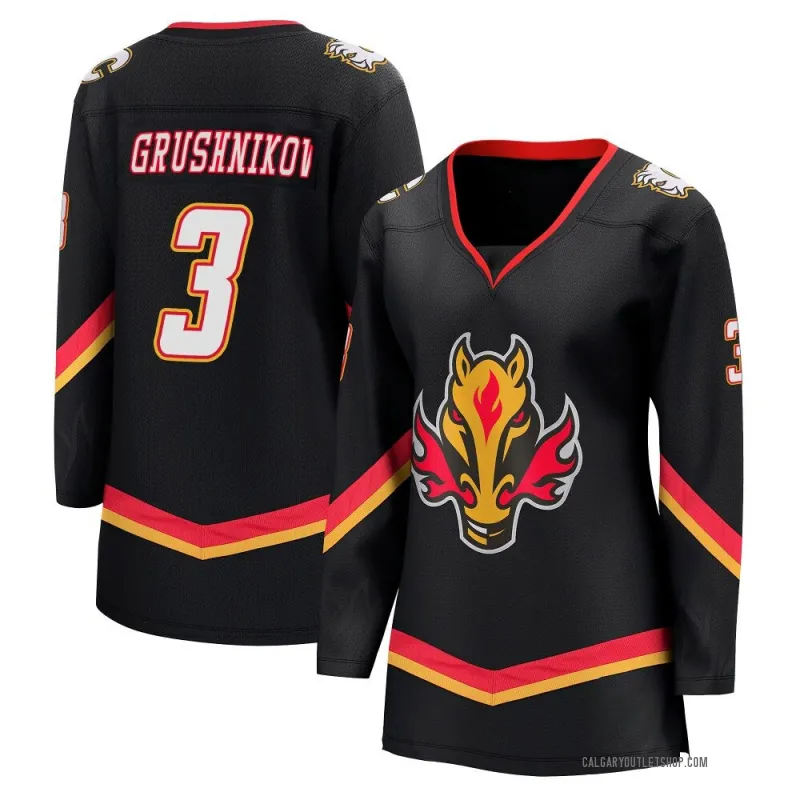 Black Women's Artem Grushnikov Breakaway Calgary Flames 2022/23 Alternate Premier Jersey