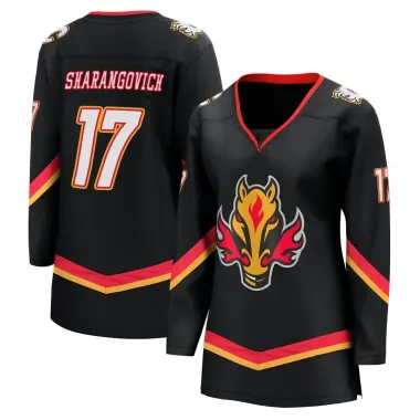 Black Women's Yegor Sharangovich Breakaway Calgary Flames 2022/23 Alternate Premier Jersey