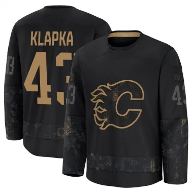 Black Youth Adam Klapka Premium Calgary Flames 2024 Military Appreciation Practice Jersey