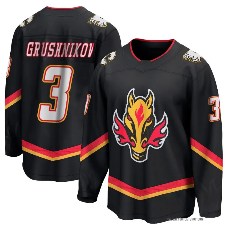Black Youth Artem Grushnikov Breakaway Calgary Flames 2022/23 Alternate Premier Jersey