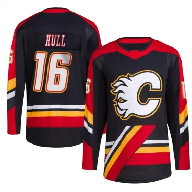 Black Youth Brett Hull Authentic Calgary Flames Reverse Retro 2.0 Jersey