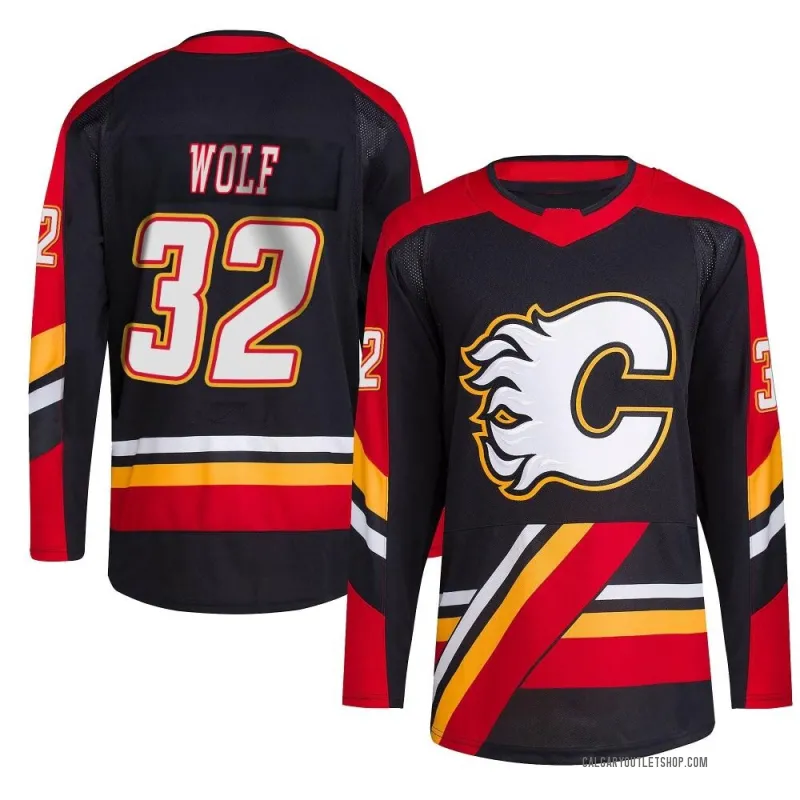 Black Youth Dustin Wolf Authentic Calgary Flames Reverse Retro 2.0 Jersey