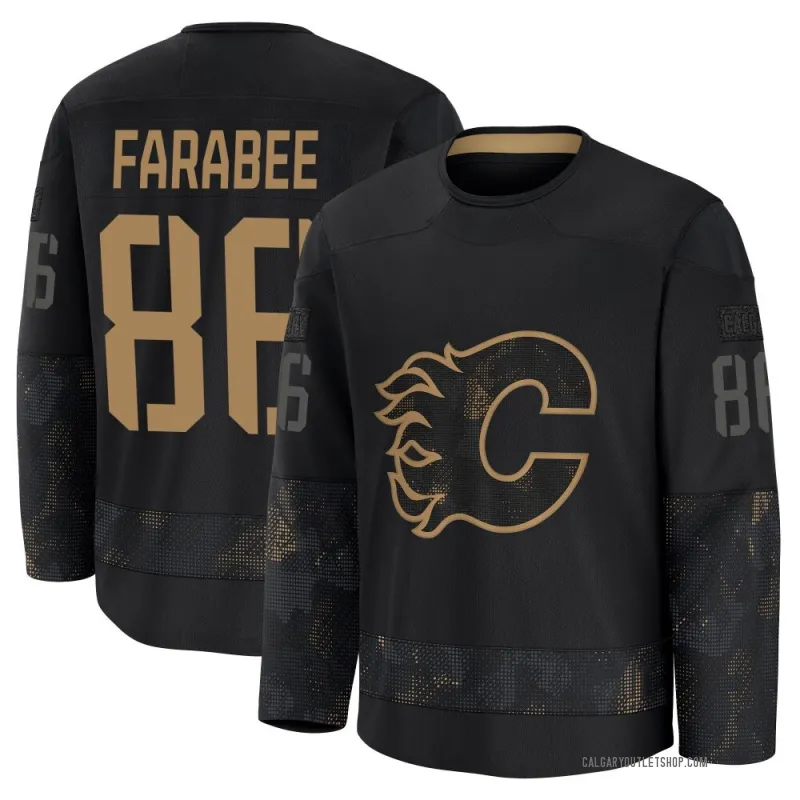 Black Youth Joel Farabee Premium Calgary Flames 2024 Military Appreciation Practice Jersey