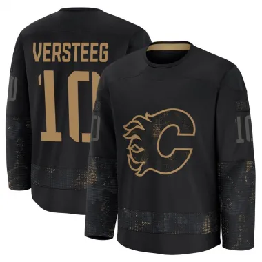 Black Youth Kris Versteeg Premium Calgary Flames 2024 Military Appreciation Practice Jersey