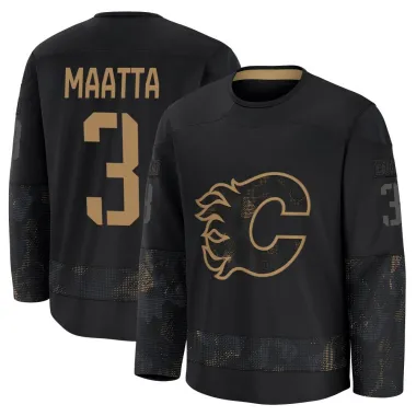 Black Youth Olli Maatta Premium Calgary Flames 2024 Military Appreciation Practice Jersey