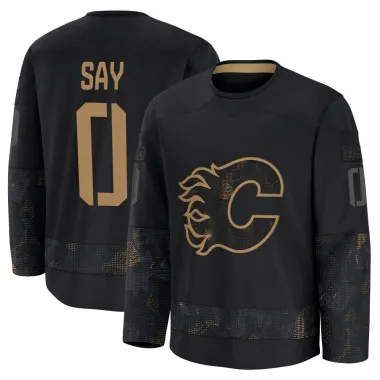 Black Youth Owen Say Premium Calgary Flames 2024 Military Appreciation Practice Jersey