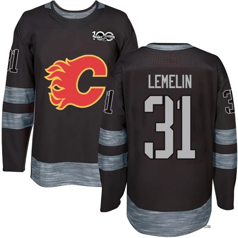 Black Youth Rejean Lemelin Authentic Calgary Flames 1917-2017 100th Anniversary Jersey