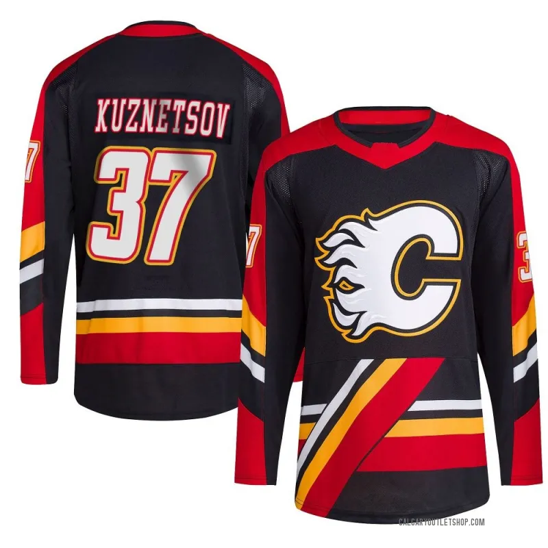 Black Youth Yan Kuznetsov Authentic Calgary Flames Reverse Retro 2.0 Jersey