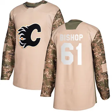 Camo Men's Clark Bishop Authentic Calgary Flames Veterans Day Practice Jersey