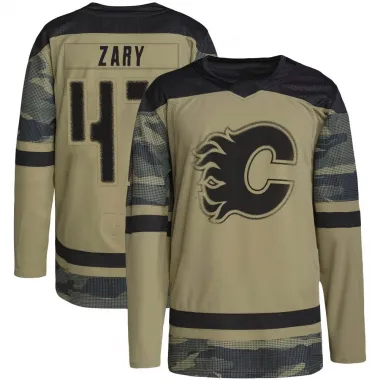 Camo Men's Connor Zary Authentic Calgary Flames Military Appreciation Practice Jersey