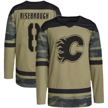 Camo Men's Doug Risebrough Authentic Calgary Flames Military Appreciation Practice Jersey