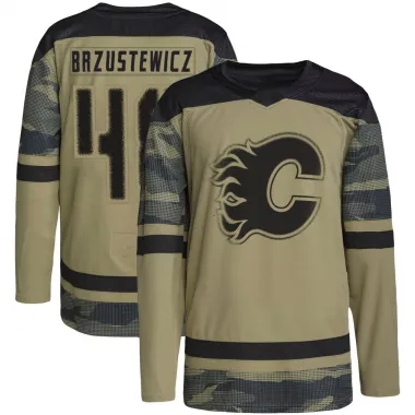 Camo Men's Hunter Brzustewicz Authentic Calgary Flames Military Appreciation Practice Jersey