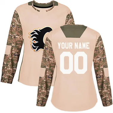 Camo Women's Custom Authentic Calgary Flames Veterans Day Practice Jersey