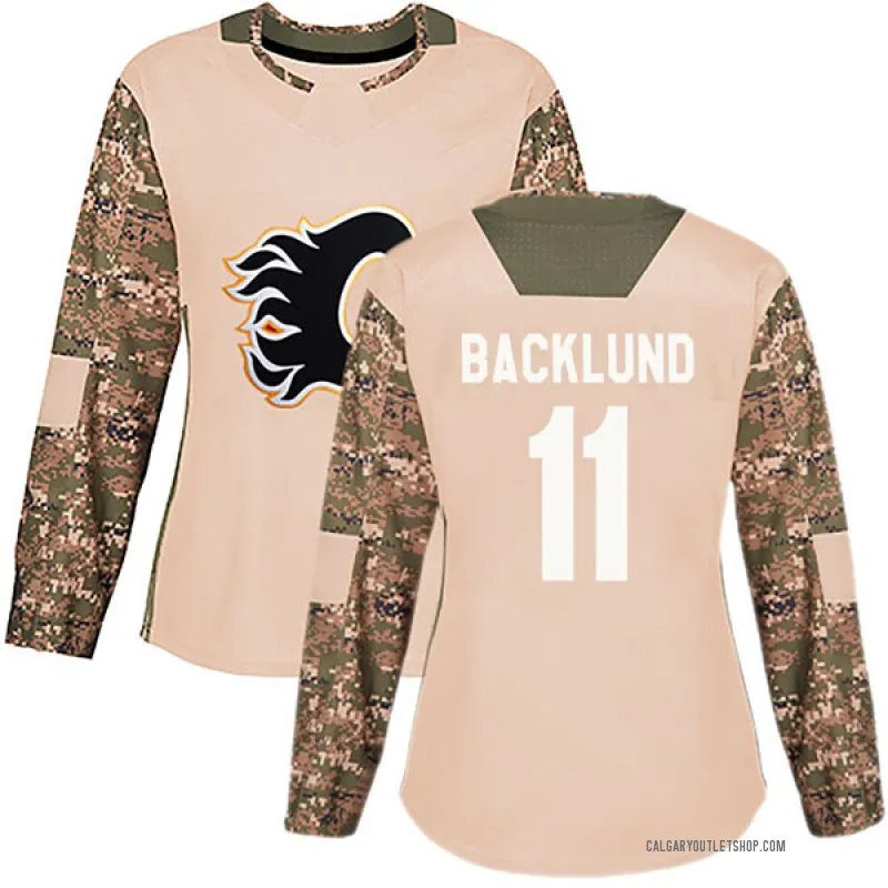 Camo Women's Mikael Backlund Authentic Calgary Flames Veterans Day Practice Jersey