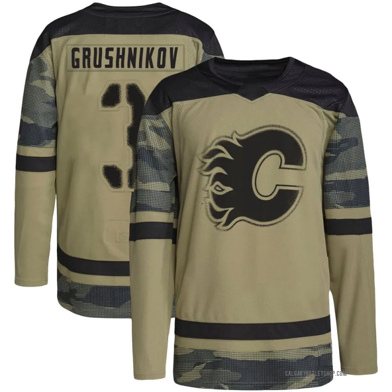 Camo Youth Artem Grushnikov Authentic Calgary Flames Military Appreciation Practice Jersey