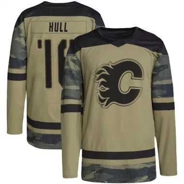 Camo Youth Brett Hull Authentic Calgary Flames Military Appreciation Practice Jersey