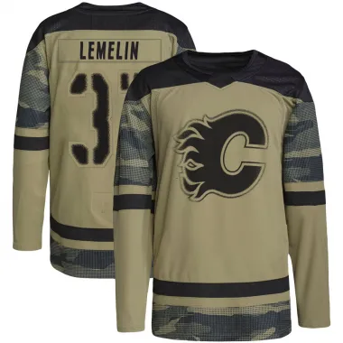 Camo Youth Rejean Lemelin Authentic Calgary Flames Military Appreciation Practice Jersey