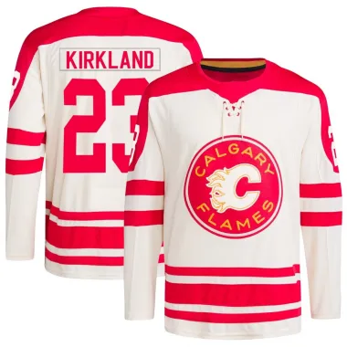 Cream Youth Justin Kirkland Authentic Calgary Flames 2023 Heritage Classic Primegreen Jersey