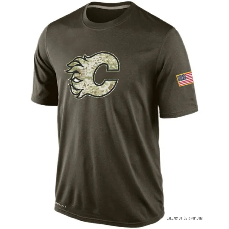 Olive Men's Calgary Flames Salute To Service KO Performance Dri-FIT T-Shirt