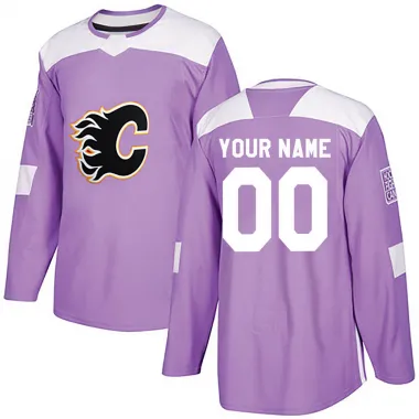 Purple Men's Custom Authentic Calgary Flames Fights Cancer Practice Jersey