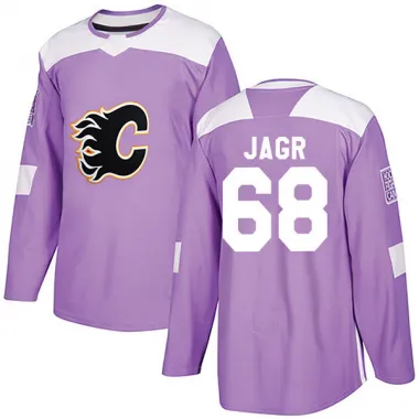 Purple Men's Jaromir Jagr Authentic Calgary Flames Fights Cancer Practice Jersey
