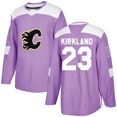 Purple Men's Justin Kirkland Authentic Calgary Flames Fights Cancer Practice Jersey