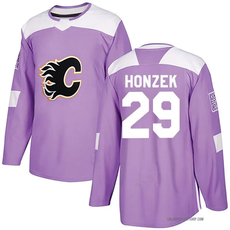 Purple Men's Samuel Honzek Authentic Calgary Flames Fights Cancer Practice Jersey