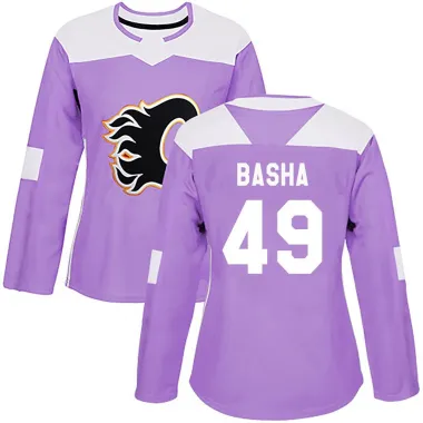 Purple Women's Andrew Basha Authentic Calgary Flames Fights Cancer Practice Jersey