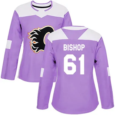 Purple Women's Clark Bishop Authentic Calgary Flames Fights Cancer Practice Jersey
