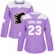 Purple Women's Justin Kirkland Authentic Calgary Flames Fights Cancer Practice Jersey