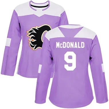 Purple Women's Lanny McDonald Authentic Calgary Flames Fights Cancer Practice Jersey